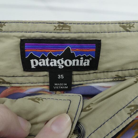 Patagonia Board Shorts Mens 35 Purple Orange Bird Floral Swim Trunks Beach Surf - Picture 3 of 14